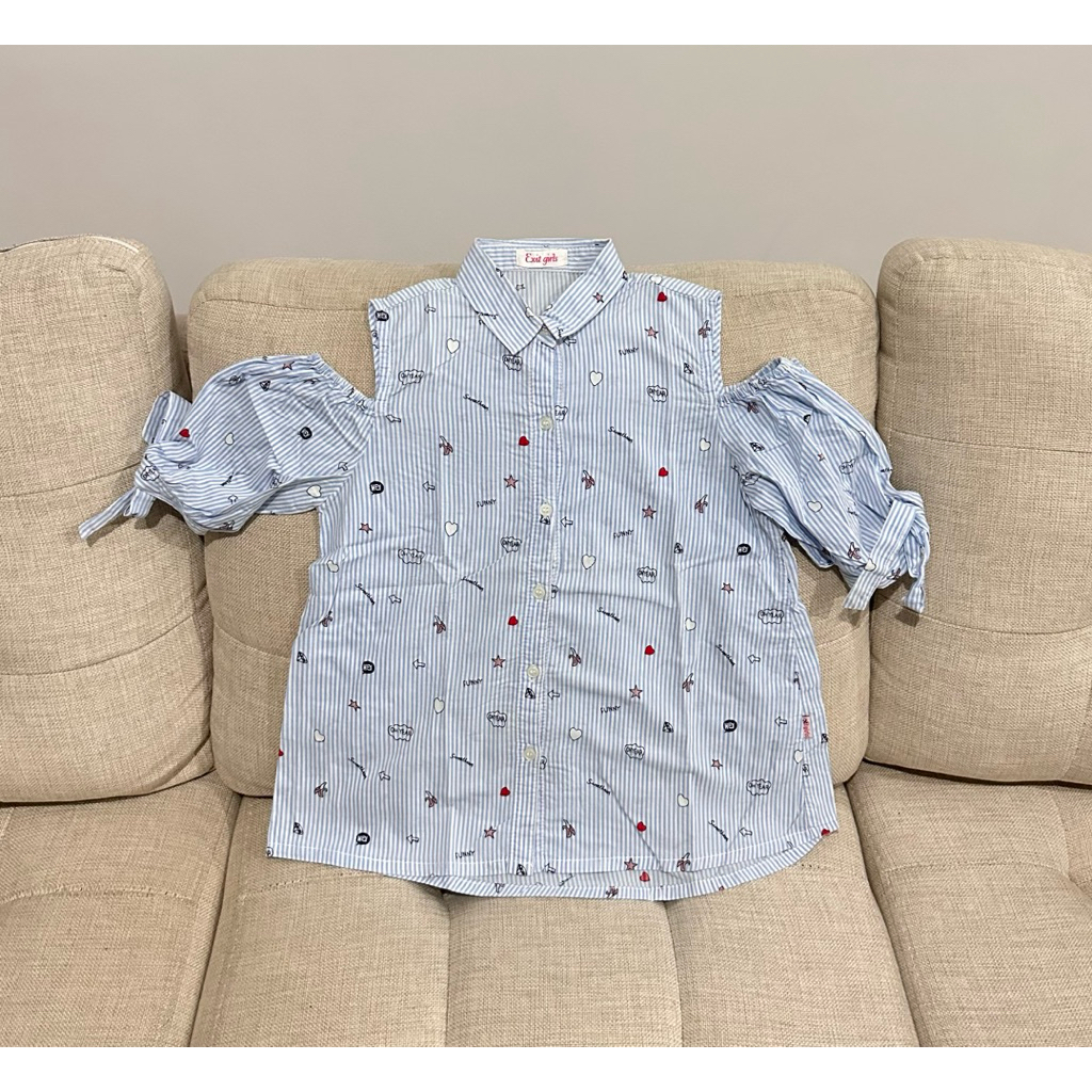 [PL] KIDS Exit Girls เสื้อลายทางสีน้ําเงิน Size 9/10 LD 40cm CITT717 lovectta