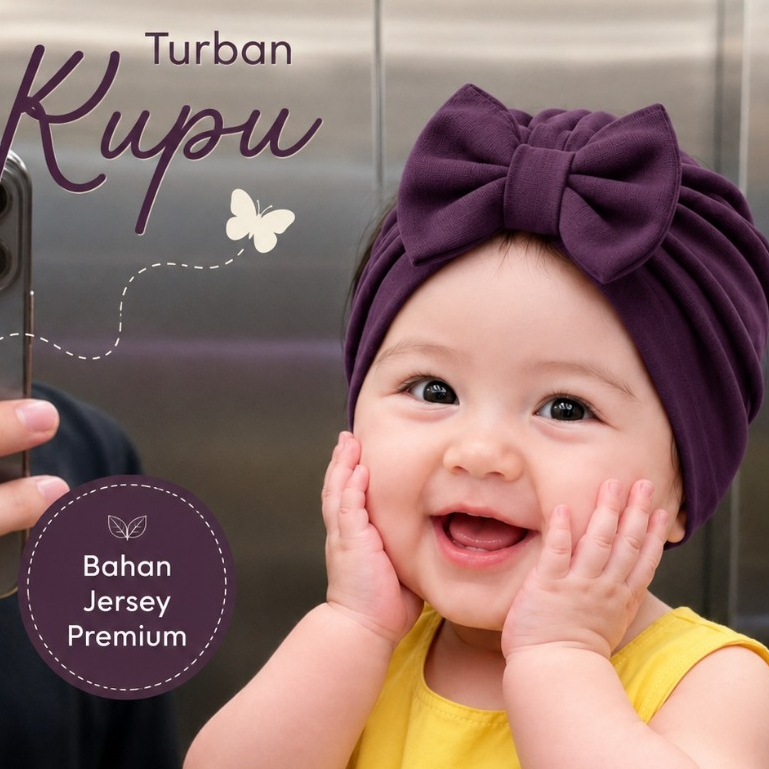GASYIL - 31 ผีเสื้อหญิง Turban ริบบิ้นเด็ก Turban เด็กสาว Turban Premium Jersey Turban ทารกแรกเกิด C