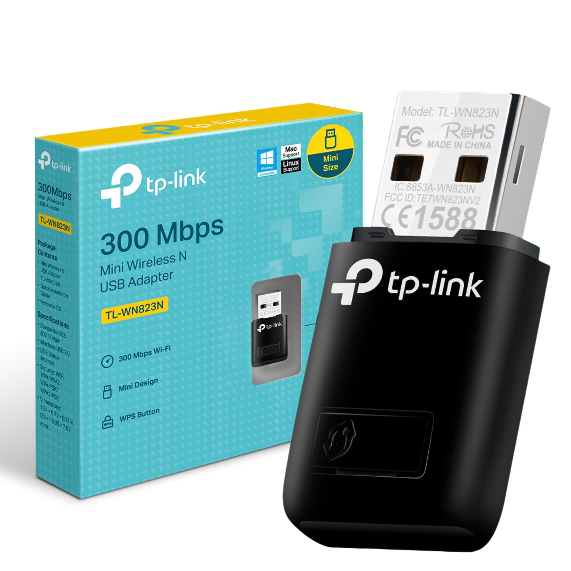 อะแดปเตอร์ไร้สาย TP-Link TL-WN823N (300Mbps/USB 2.0 / 2.400~2.4835GHz)