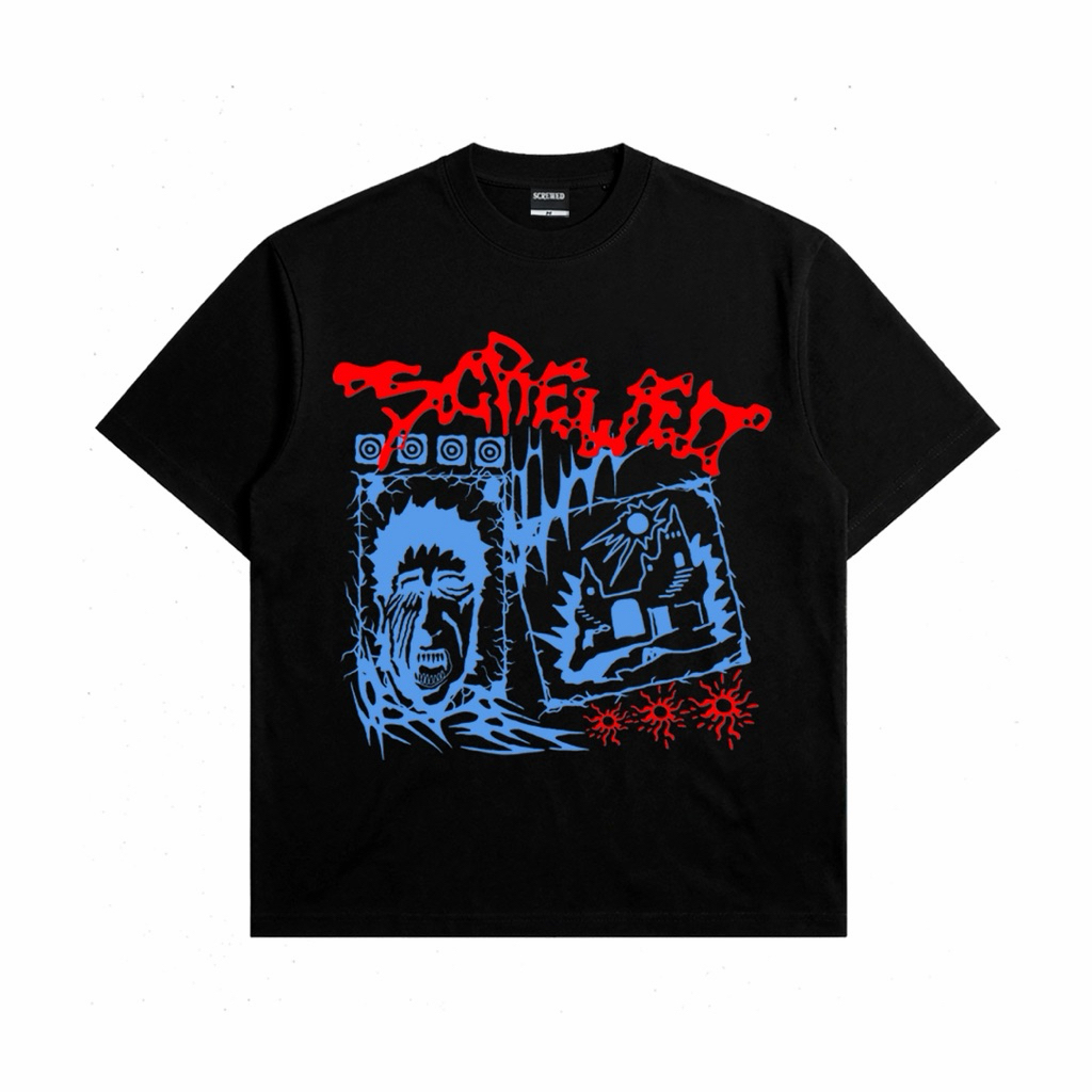 Screwed Supply - เสื้อยืดสีดํา Nirwana Heavyweight 20s - Puff Ink - RBFACE