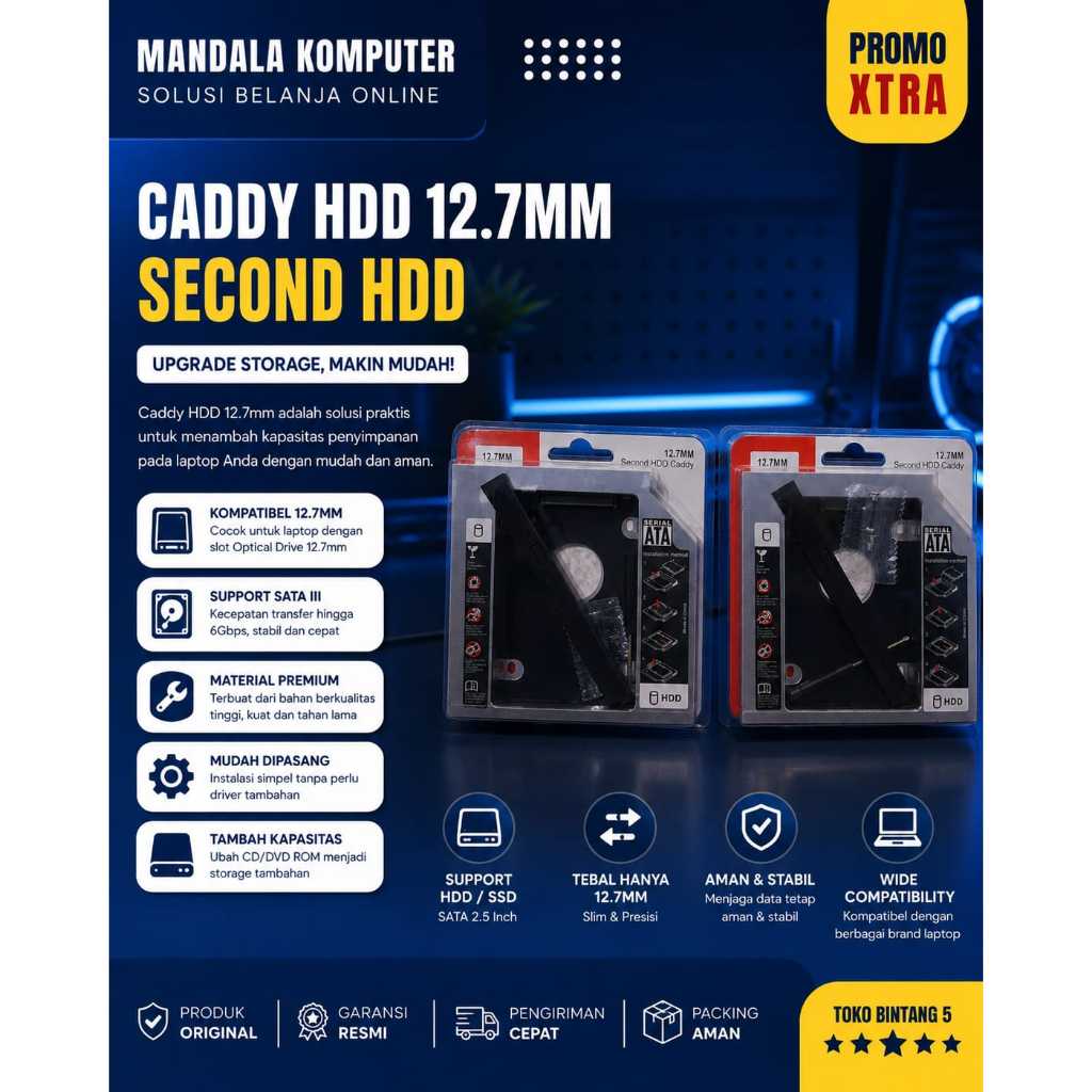 HDD CADDY 12.7MM SATA | อะแดปเตอร์แล็ปท็อป HDD/SSD | OPTICAL BAY DVD-ROM