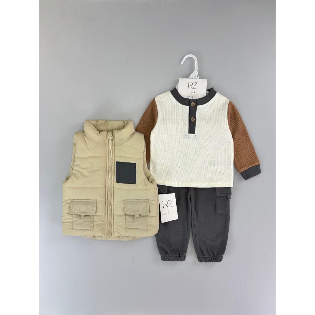 BABYZEES I RZ1002 I BOYS CLOTHING I SET 3in1 VEST I RZ I PREMIUM QUALITY I UK. 12M - 24M
