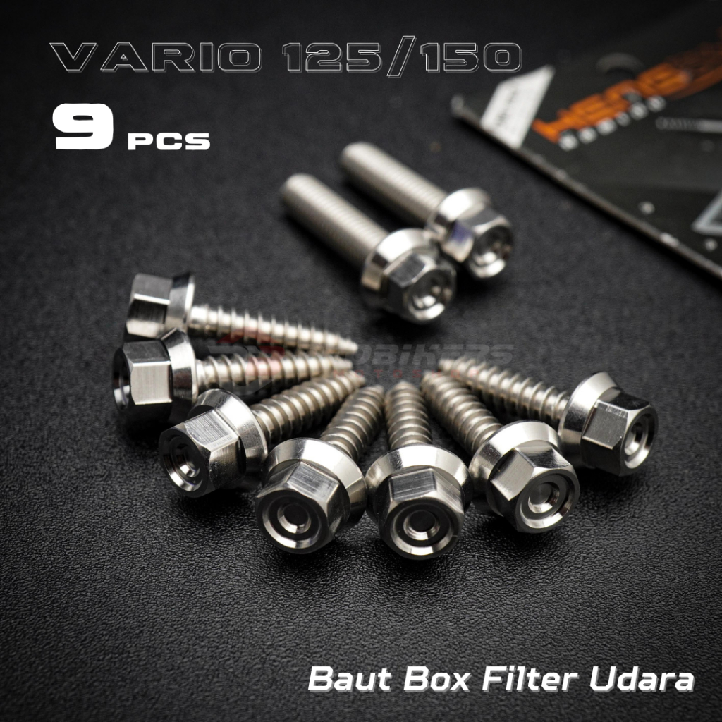 (SET 9 ชิ้น) Click Air FILTER Box Bolts Vario 125 150 fi HENG Original Stainless
