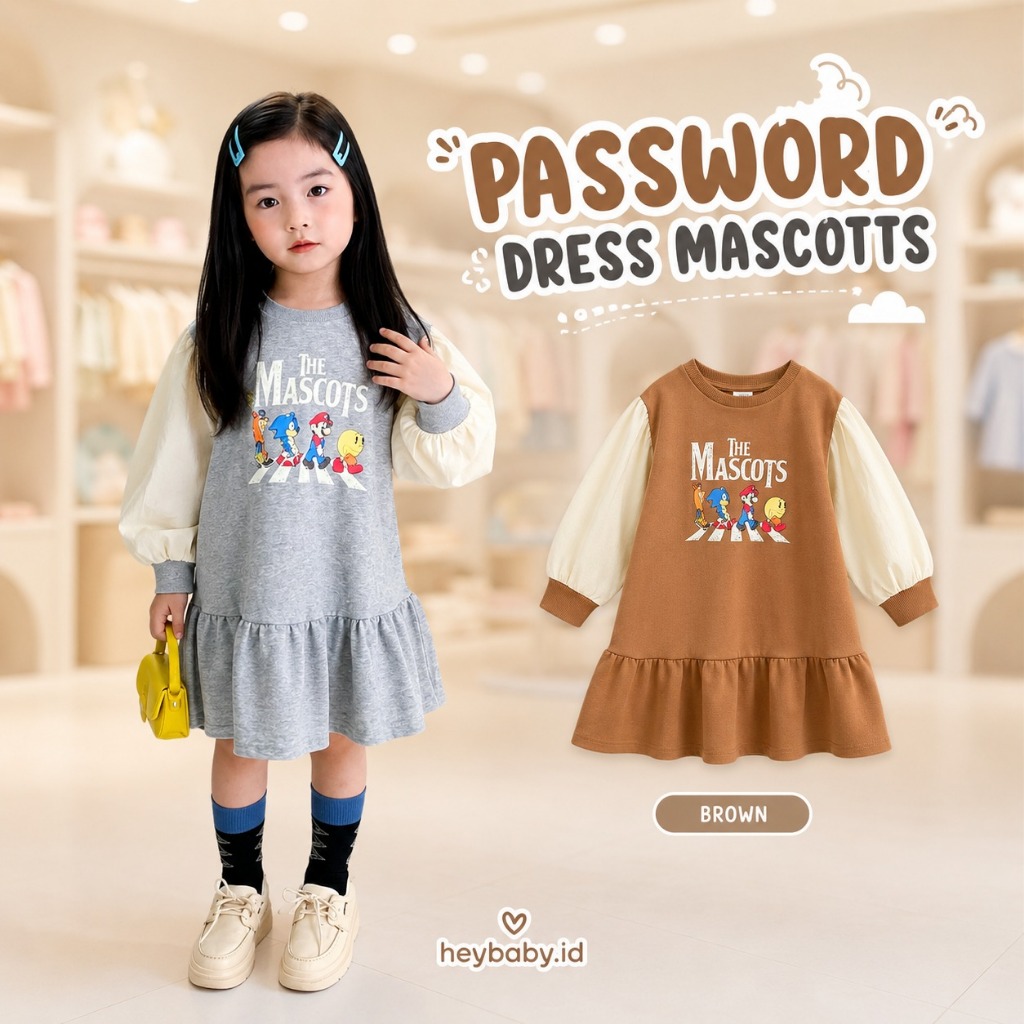 HEYBABY - PASSWORD DRESS MASCOTTS Dress Sweater 1 - 7 ปีเสื้อผ้าเด็กคุณภาพ