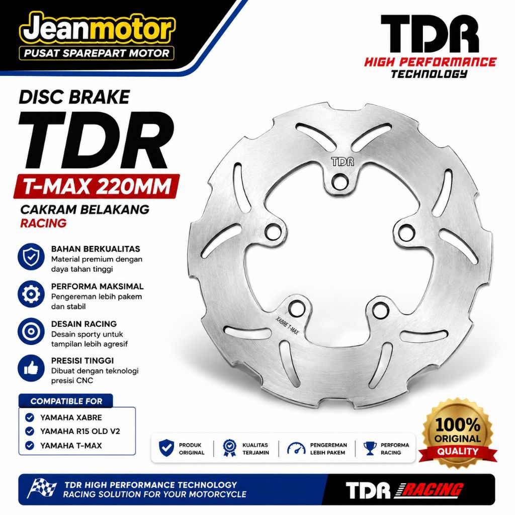 TDR T-MAX 220 มม. แผ่นด้านหลัง Yamaha Xabre - R15 V2 เก่าโรเตอร์ด้านหลัง
