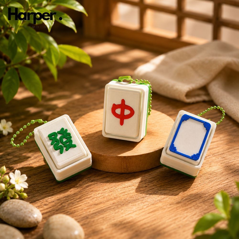 GANTUNGAN Harper Studio Mahjong Clicker Fidget พวงกุญแจ Mahjong Mechanical