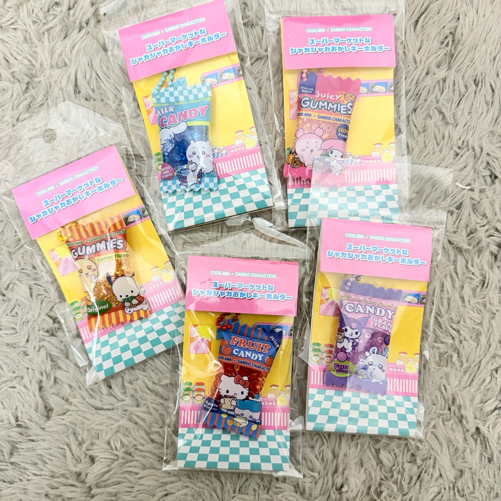 [พร้อม] Chikawa x Sanrio Snack Keychain ของแท้จากญี่ปุ่น: Chikawa, Hachiware, Shisa, Momonga, Furuho