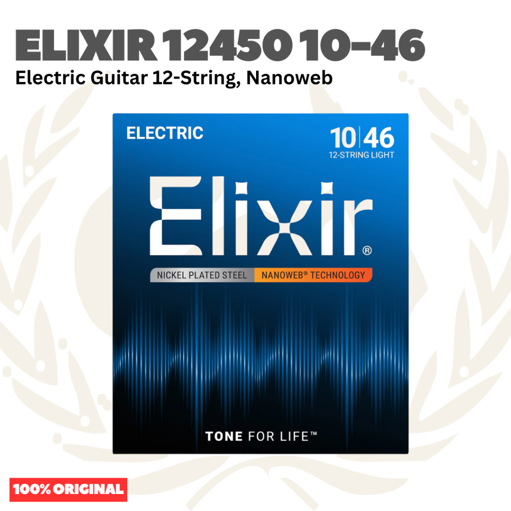 สายกีตาร์ไฟฟ้า Elixir 12450 Nanoweb ไฟ 12 สาย 10-46 - สายกีตาร์ไฟฟ้า