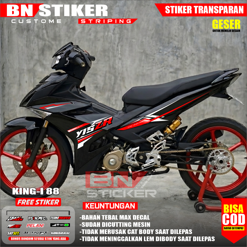 MERAH UV Transparent Sticker Striping mx king 150 Maxdecal Material Red Grey Design king-i 88