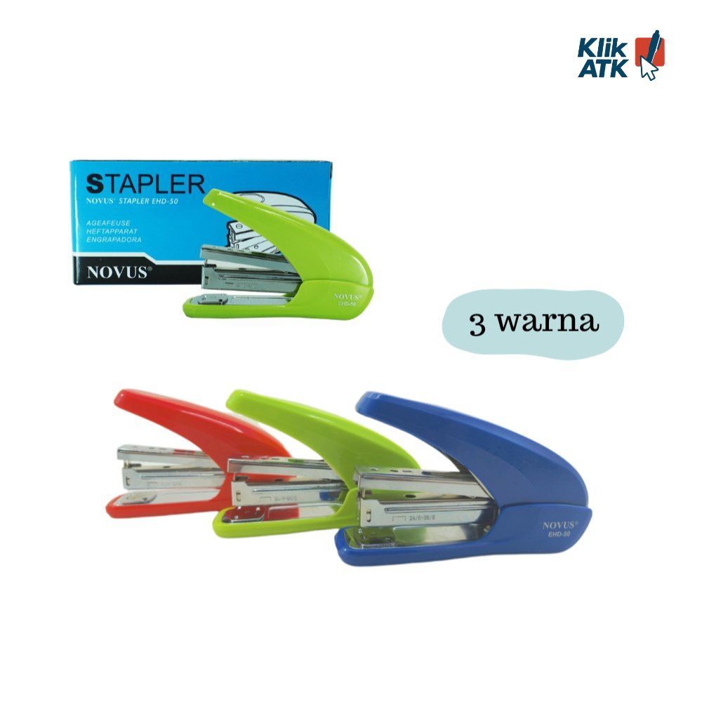 Novus Stapler EHD-50 - เครื่องเย็บกระดาษขนาดกลาง สีสดใส ตัวเครื่องพลาสติกแข็งแรง