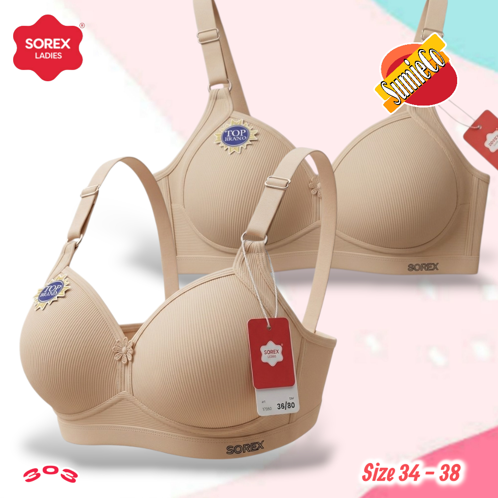 SM303 (1-3 ชิ้น) Sorex Bra Foam No Wire Cup A/B Hook 2 Size 34 - 38