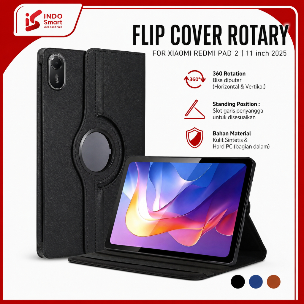 เคส Redmi Pad 2 | Xiaomi Redmi Pad 2 - 11 นิ้วปลอกโรตารีแบบฝาพับยืนหนัง