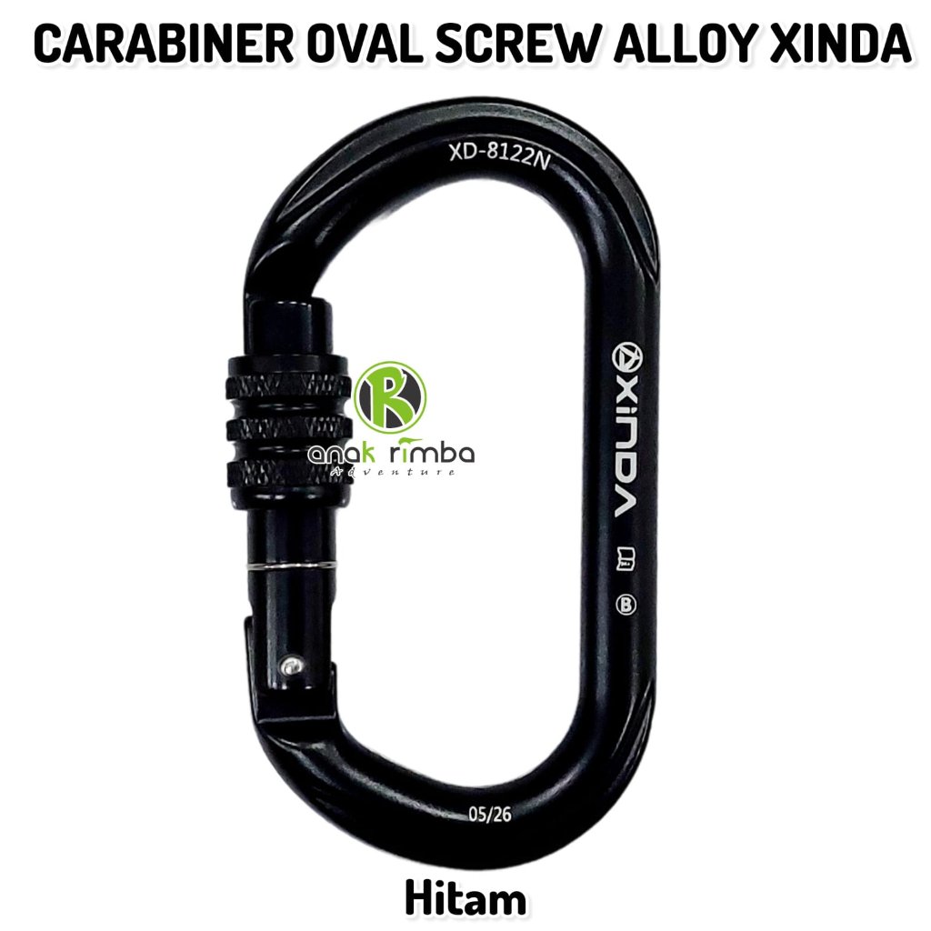 XINDA BLACK OVAL SCREW ALLOY CARBINER