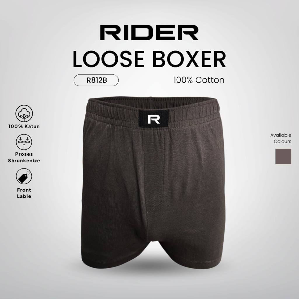 Rider Premium Big Size - กางเกงบ็อกเซอร์ผู้ชายทรงหลวม R812BSCR Charcoal Color, 1 ชิ้น