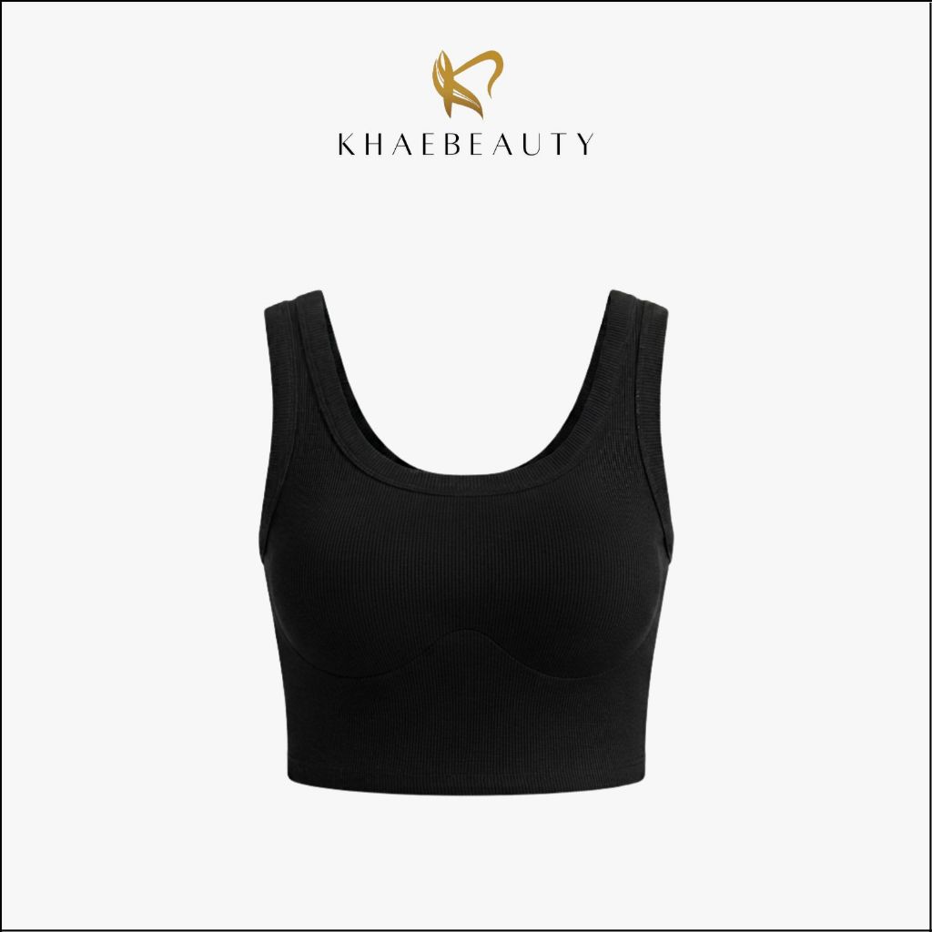 KHAEBEAUTY Tanktop Bra ผู้หญิง Crop Top U คอ Slim Fit Basic ด้านในธรรมดา Casual เกาหลี Y2K BR133