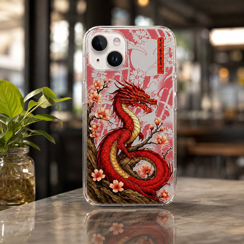 HP Dragon & Cherry Blossom Motif เคสใสสําหรับ VIVO V60 - V60 LITE - V50 - V50 LITE - V40 - V40 LITE 