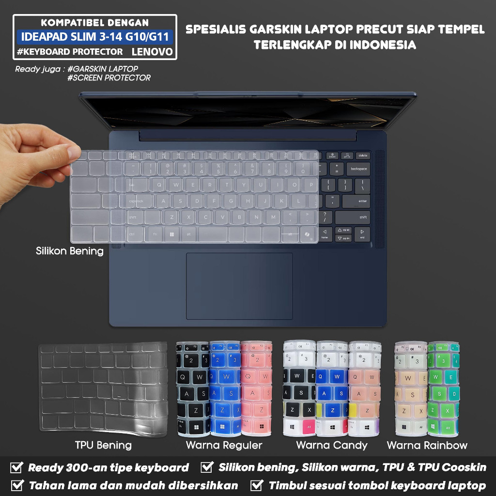 ฝาครอบแป้นพิมพ์เข้ากันได้กับ Lenovo IdeaPad Slim 3 3i-14 14IPH11 Gen 11 Tpu ซิลิโคนใส