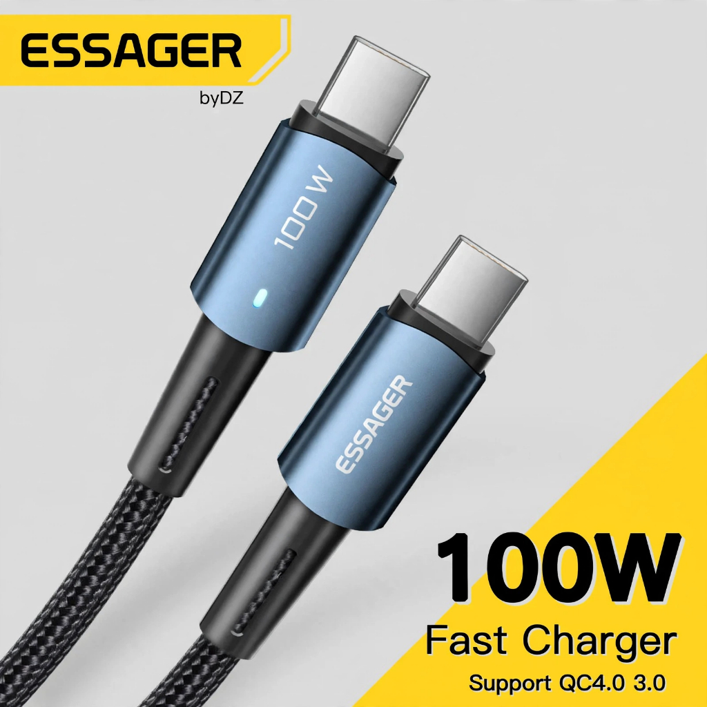ESSAGER 100W 60W ประเภท C ถึง Type C สายเคเบิลข้อมูล Fast CHARGING รองรับ QC4.0 3.0 ชาร์จสําหรับ Xia