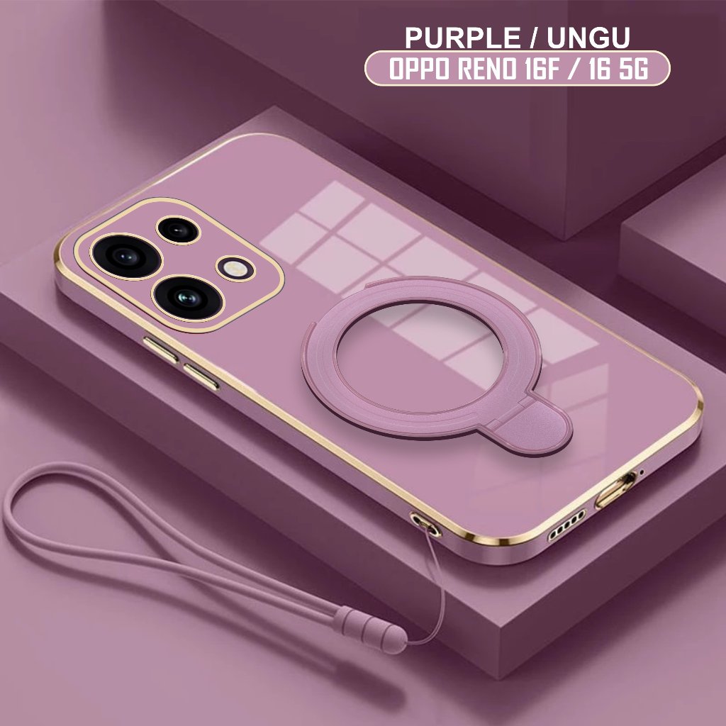 Oppo Reno 16F / 16 / 16 Pro 5G Soft Case Luxury Magnetic Ring Holder ฟรีเชือกเส้นเล็ก