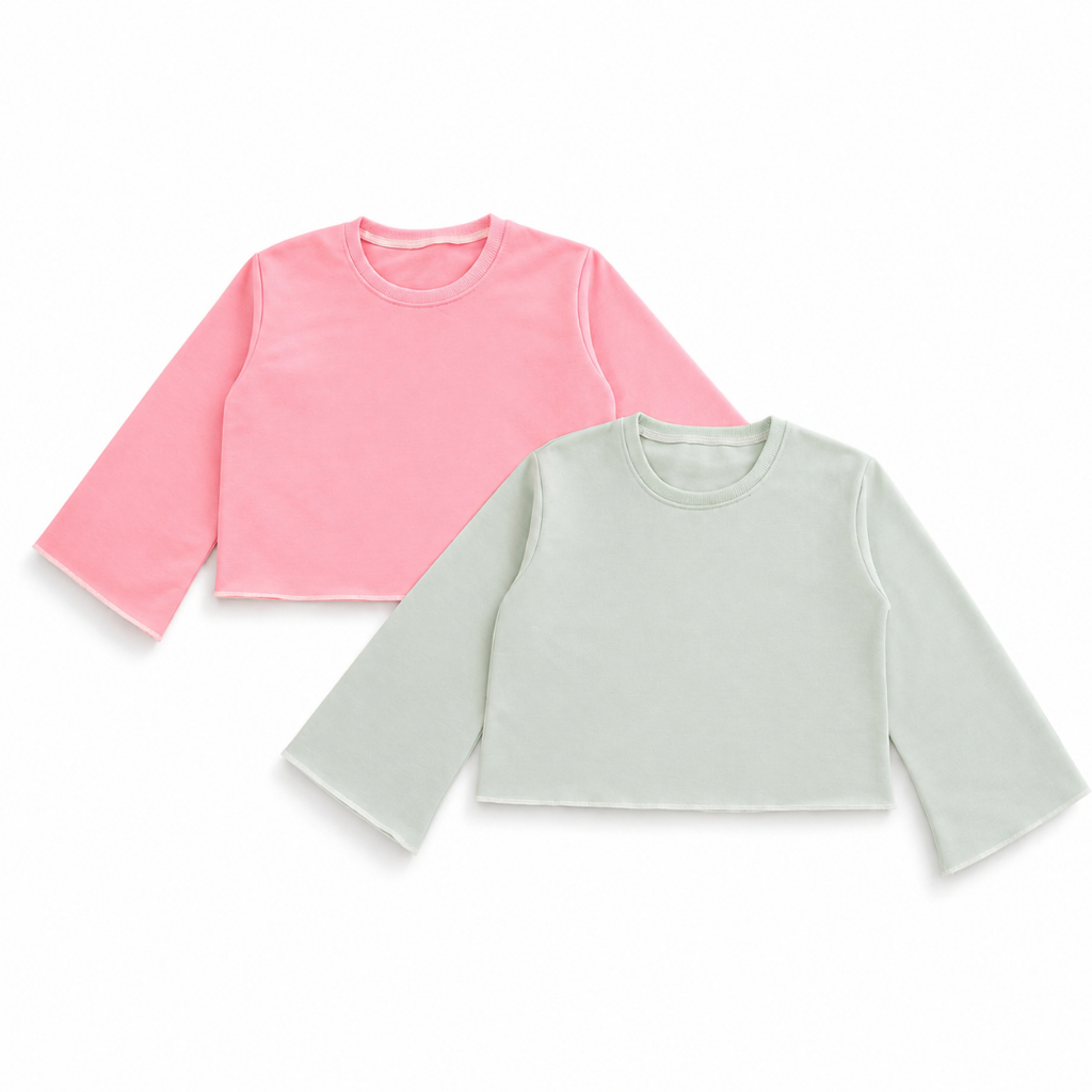 Axxon Crewneck Croptop เสื้อกันหนาวสําหรับสาวแขนยาว 4-11 ปี Crop Top สําหรับสาว Aesthetic สไตล์เกาหล