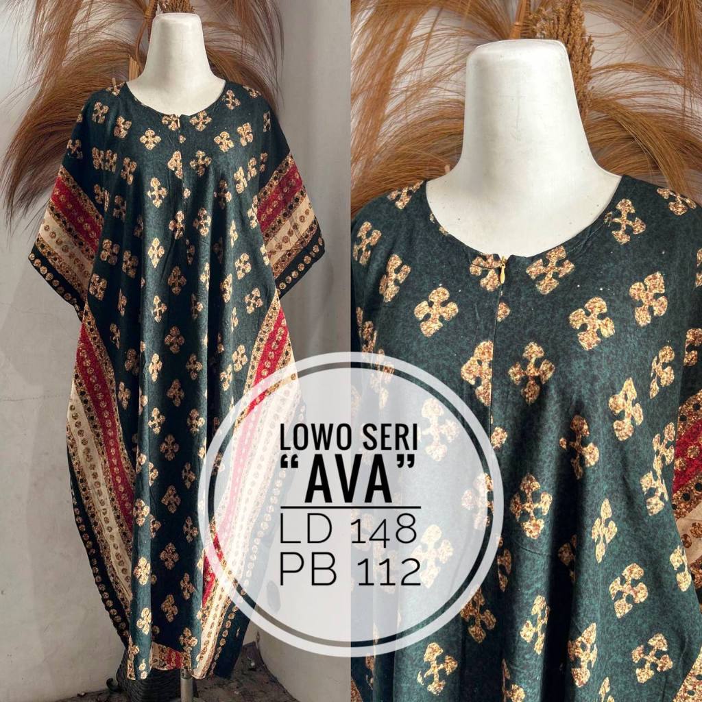 LAMOZA Daster Lowo Kalong Bat Batik Cap Pekalongan Front Zipper Bat Busui Rayon Super All Size Bag B