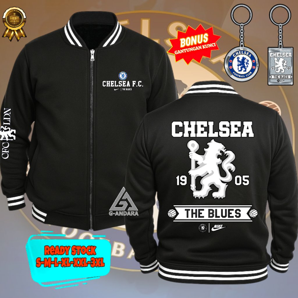 KTBFFH CHELSEA FC THE BLUES KING OF LNDN VARSITY SUPPORTER JACKET SIMPLE CASUAL PREMIUM COTTON MATER