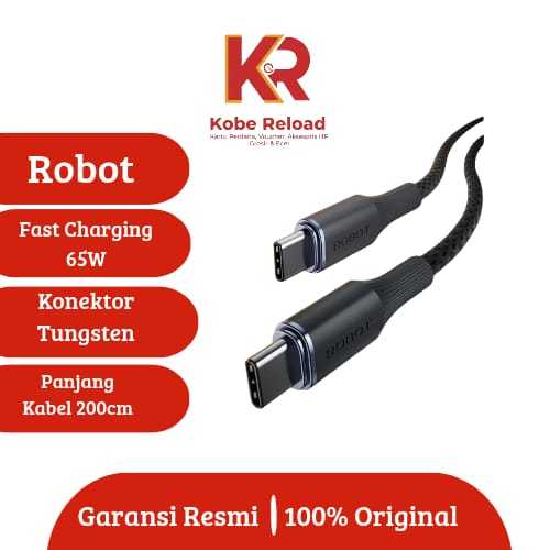 Cable PD Robot RNCC200 Type C ถึง Type C สีเทา 65W 200cm