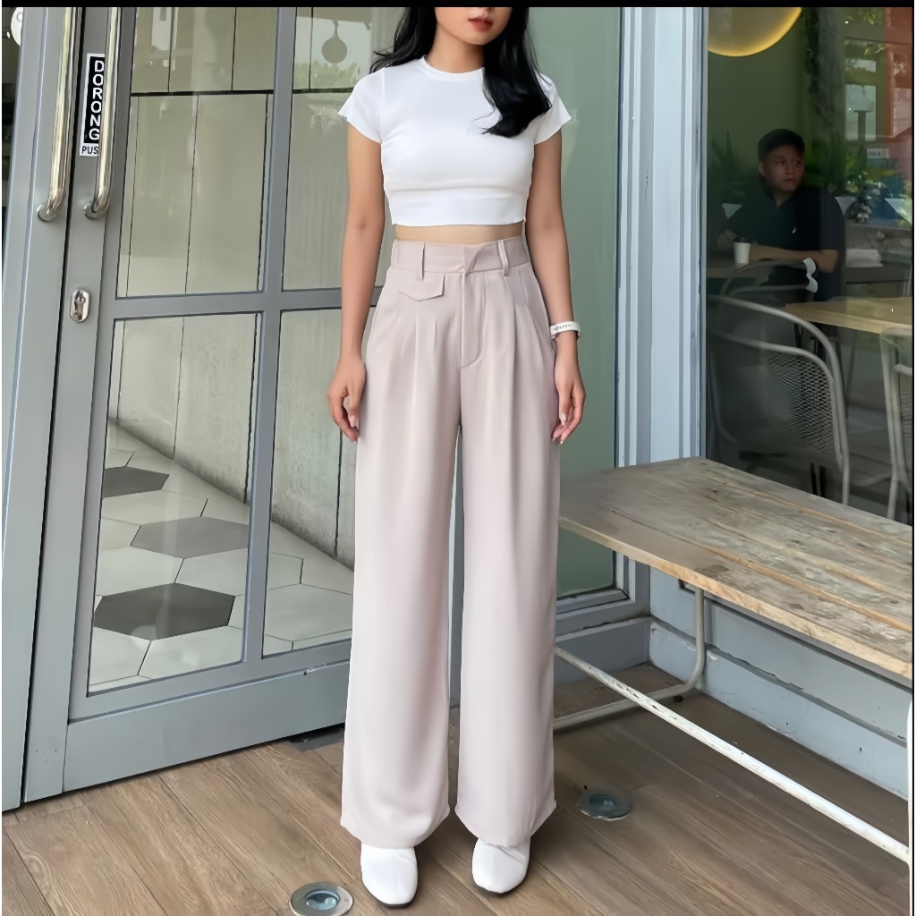 Oro Pants Womens Knit Highwaist Pants Anti-Wrinkle Fit and Stylish