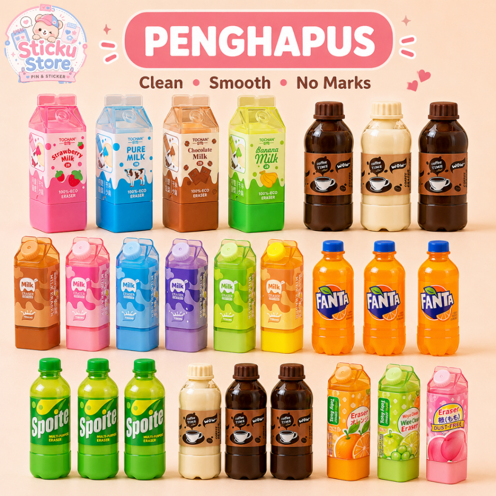 STICKU - Erase Pencil Eraser Cute Bottle Shape Eraser Collection ES-015