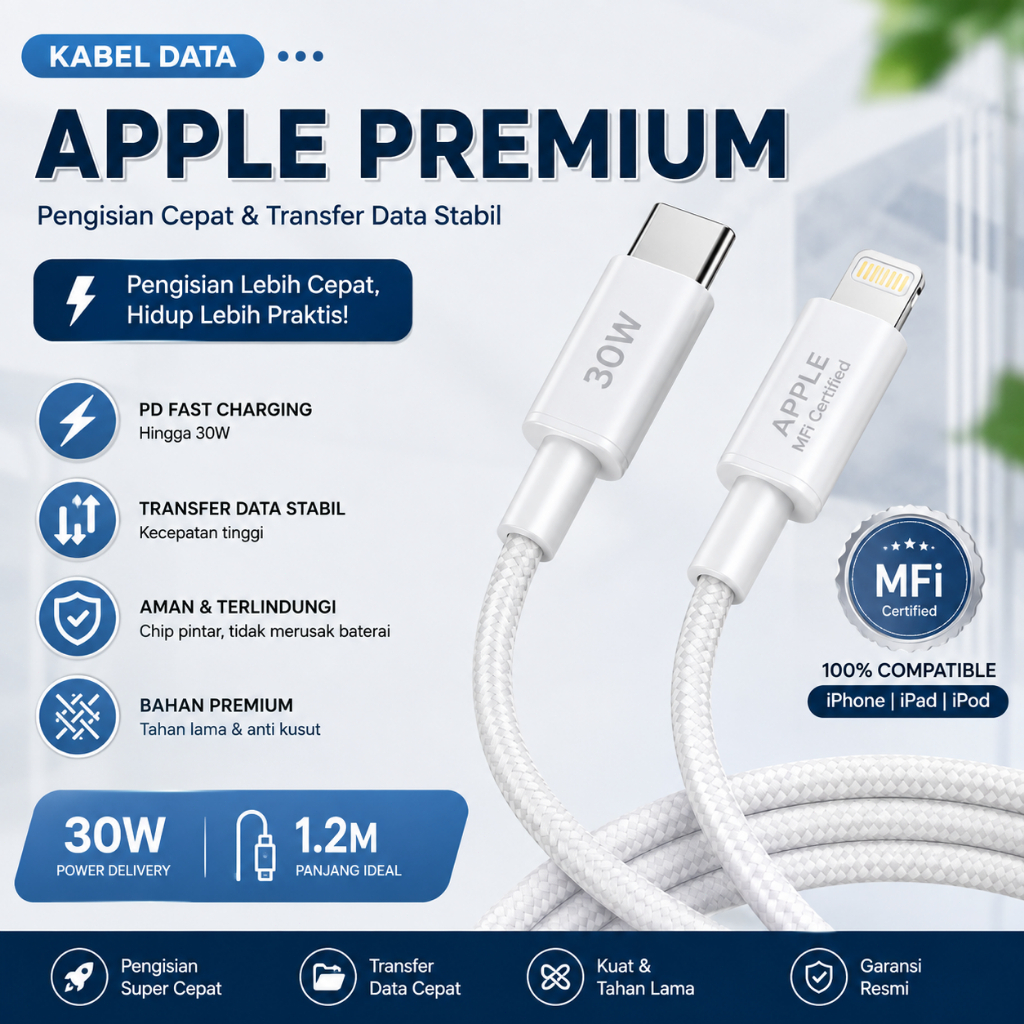 สายเคเบิลข้อมูล รองรับ Fast Charging PD ใช้ได้กับอุปกรณ์ Aapple ทุกรุ่น