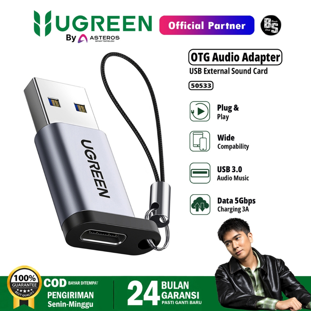 UGREEN อะแดปเตอร์ OTG USB Type C Female เป็น USB A 3.0 Male Max 5Gbps 50533