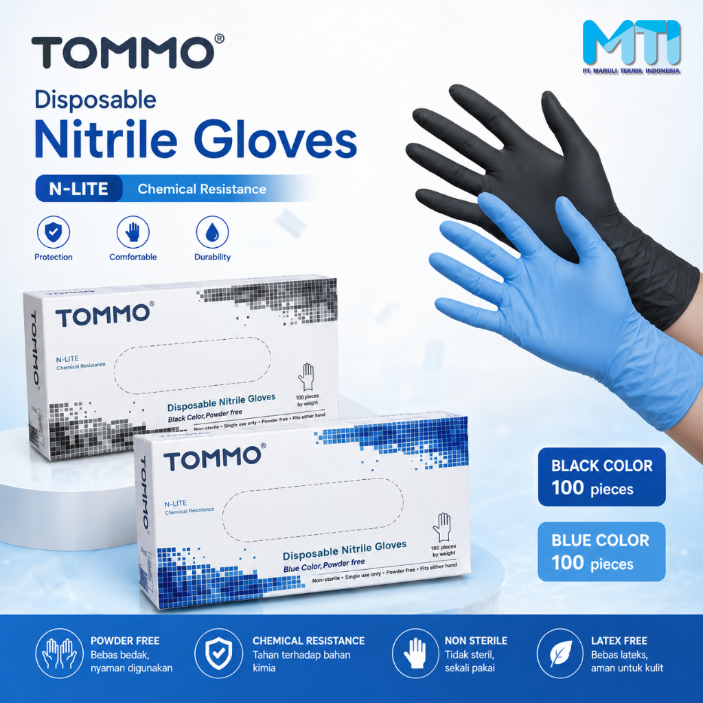 TOMMO Blue SGN Nitrile Gloves กล่อง 100 ชิ้น OOF