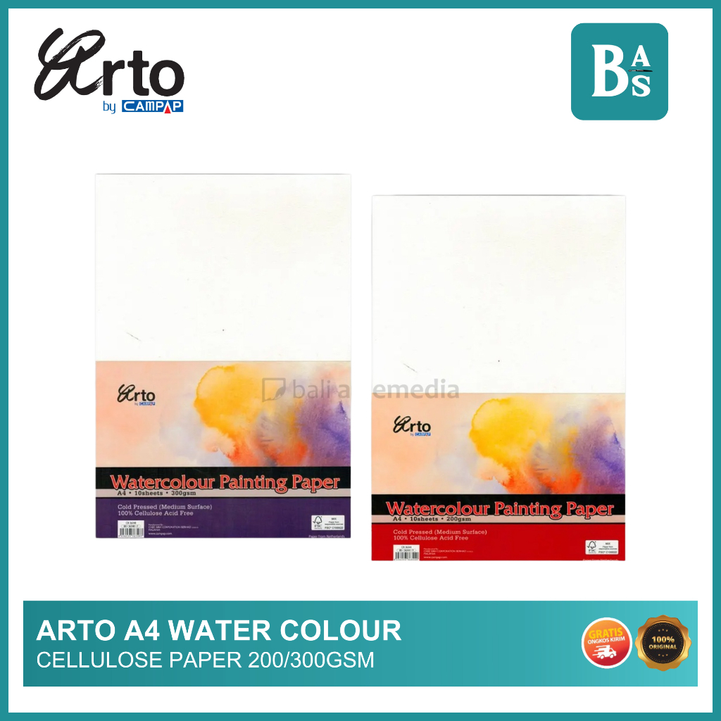 กระดาษเซลลูโลสสีน้ํา Arto A4 200/300gsm