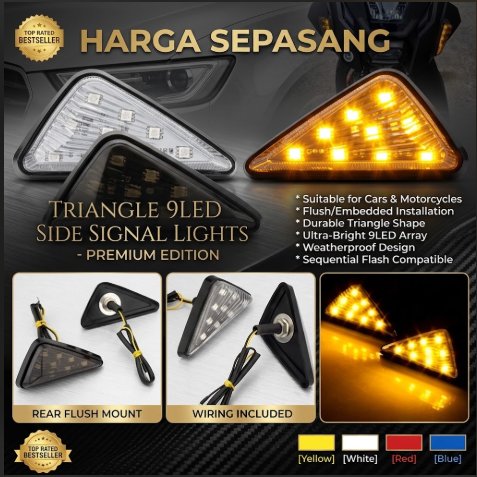 ไฟเลี้ยวแฟริ่งสามเหลี่ยม LED R15 V2 V3 R25 Ninja 250 CBR150 4 สี