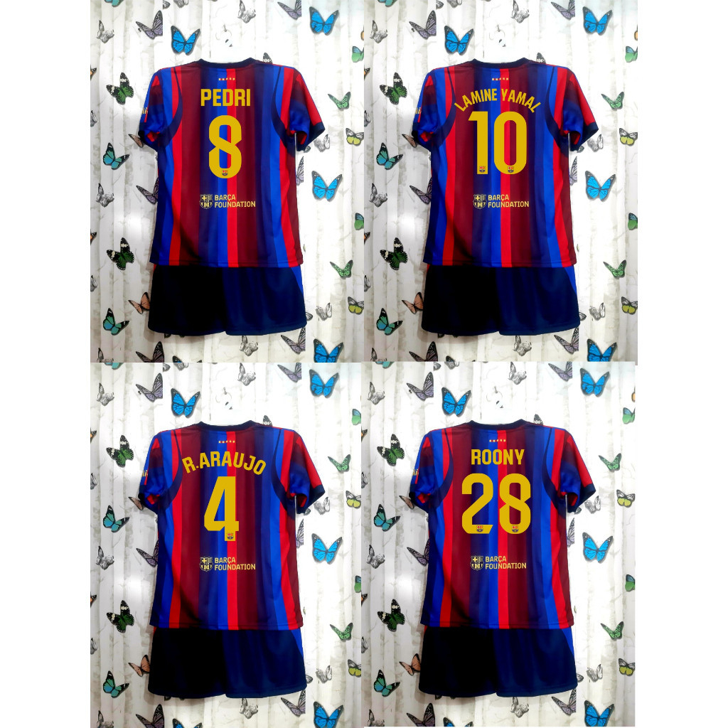 MERAH LAMINE YAMAL FOOTBALL SET NUMBER 10 | FCB BARCA AWAY PRINTING JERSEY PREMIUM 26/27 ใหม่ล่าสุด 