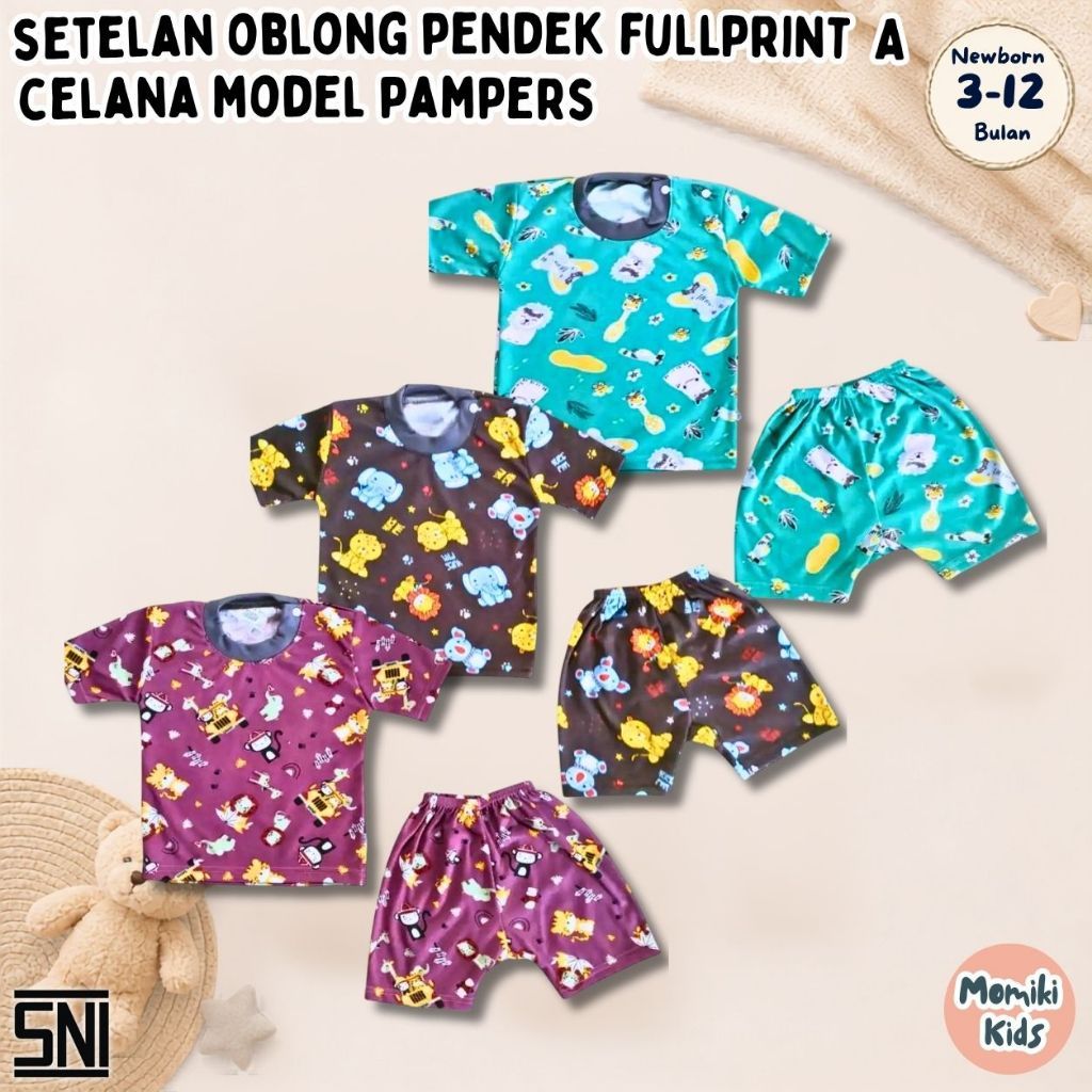 Pampers Model Short Sleeve Baby Clothes 3-14 Month Full Print Motif