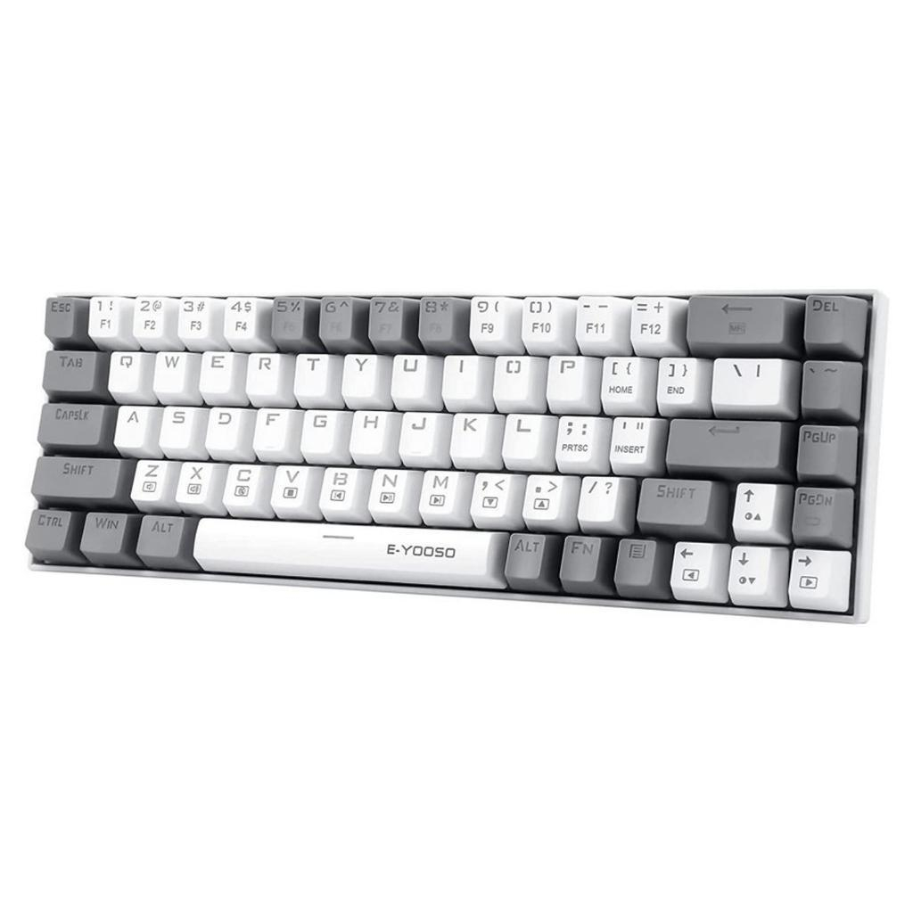 E-YOSO Z-686 MECHANICAL KEYBOARD 68 KEY สีขาว สีเทา Monochrome Light - Blue Switch