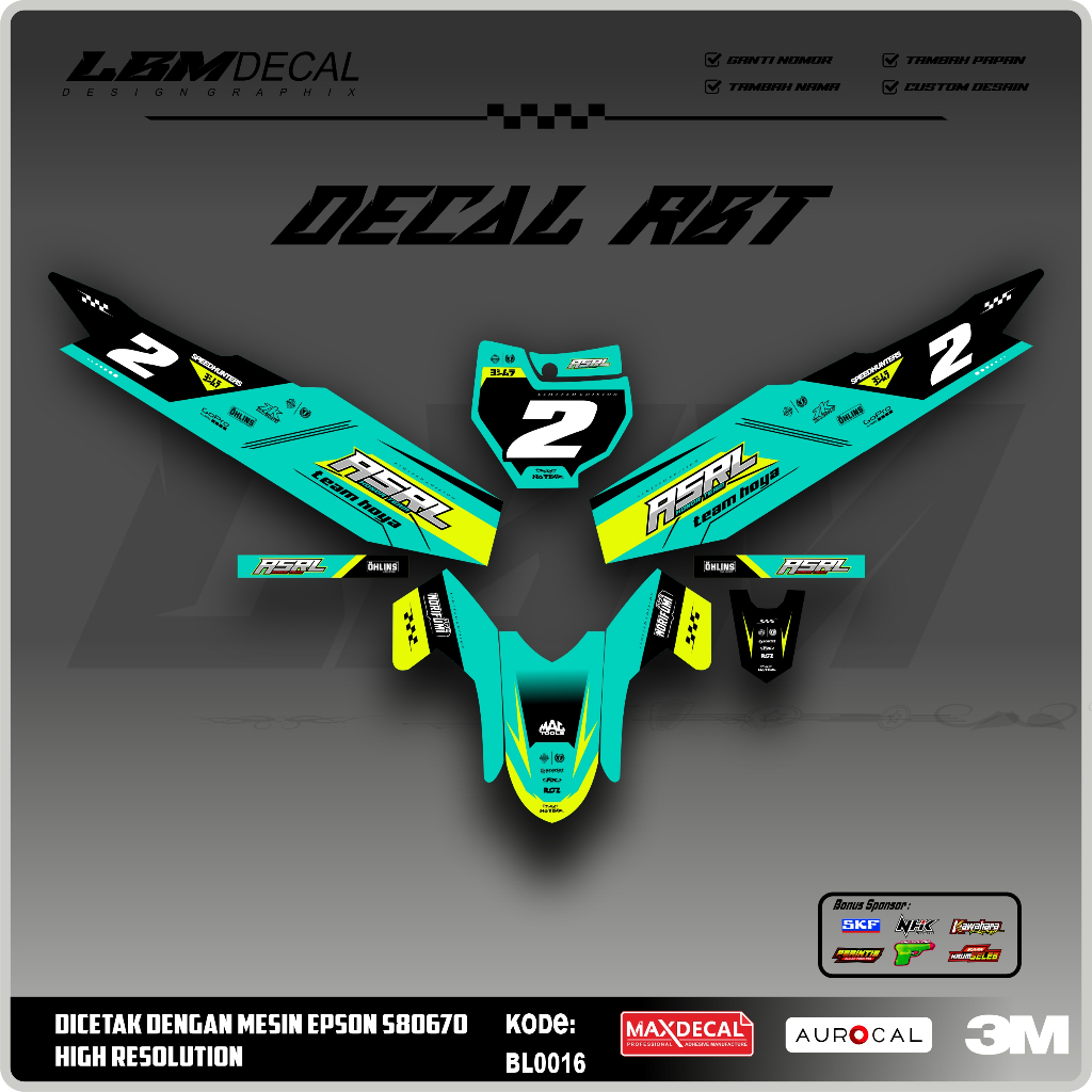 RBT/GTX VEGA R NEW Variation Sticker ล่าสุด RBT Modified Duck Striping Sticker รหัส BL0016