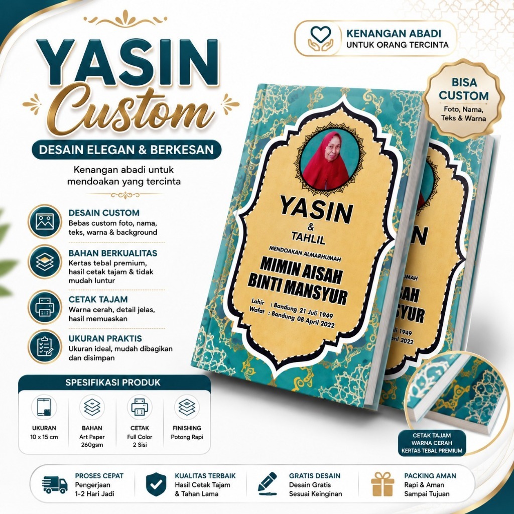 YASIN และ TAHLIL 128 PAGES, / YASIN FADILLAH หนังสือ YASIN แบบกําหนดเอง
