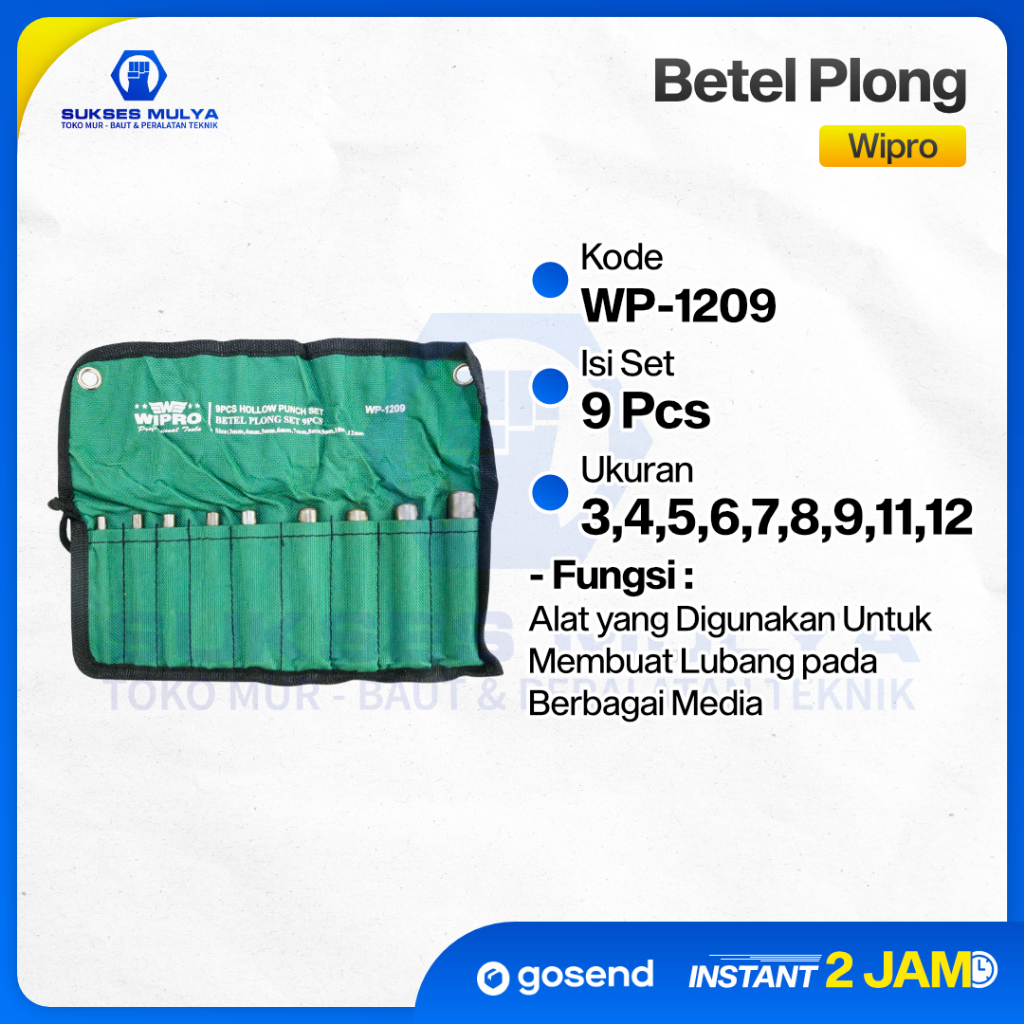ชุดพลู Wipro 9PCS WP-1209 (3-12mm)