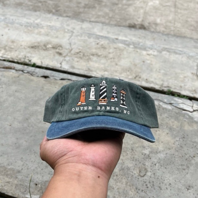 American Vintage Outer Banks North Carolina Lighthouse Dad Hat Two Tone Adjustable
