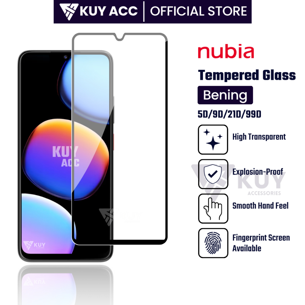 LAYAR KUY - กระจกนิรภัยแบบเต็มหน้าจอ 5D ZTE nubia A76 A56 A36 V80 Max V80 Design V70 Max V70 NFC V60