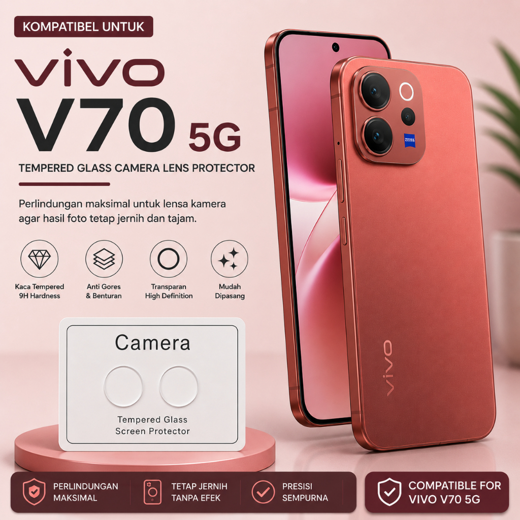 LAYAR TG กระจกนิรภัยป้องกันหน้าจอ GLass Clear Anti-Scratch ESD ด้านหลังกล้อง GLass วัสดุสําหรับ Vivo