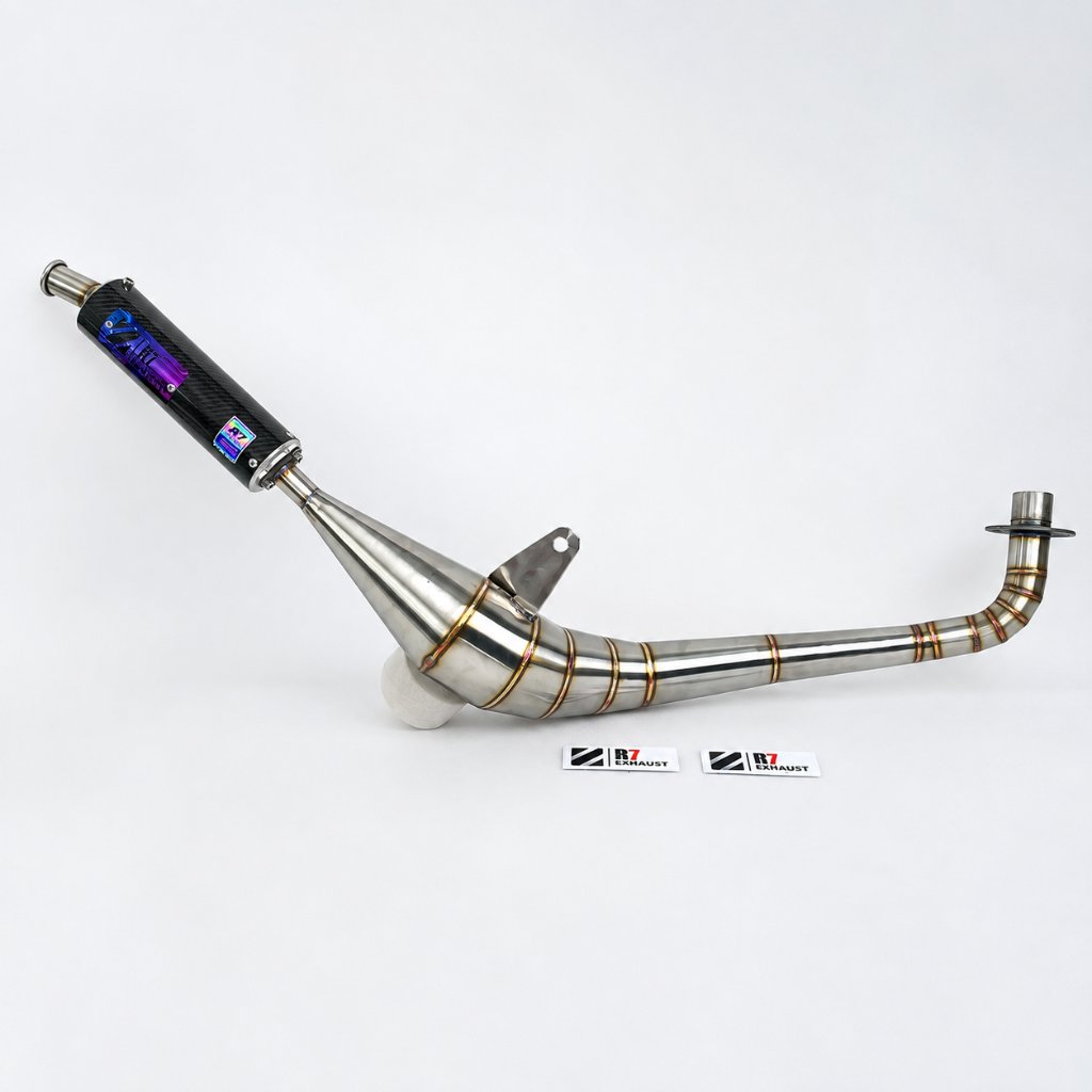 Original R7 Exhaust Type BM Power Carbon For SS2 Y110 Y100 Belle R Mate 100 Sport 100 RC80 RC100 RC110 Crystal Stainless Steel ท่อไอเสียแต่ง