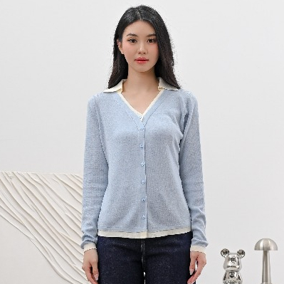 เสื้อผ้า MKY JIWON KNITTED CARDIGAN V-NECK COLLAR LONG-SLEEVED CARDIGAN