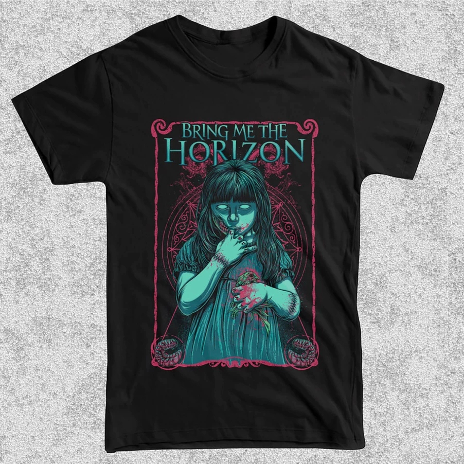 Bring Me The Horizon เสื้อยืดสีดําพิมพ์ลายกราฟิกแขนสั้น
