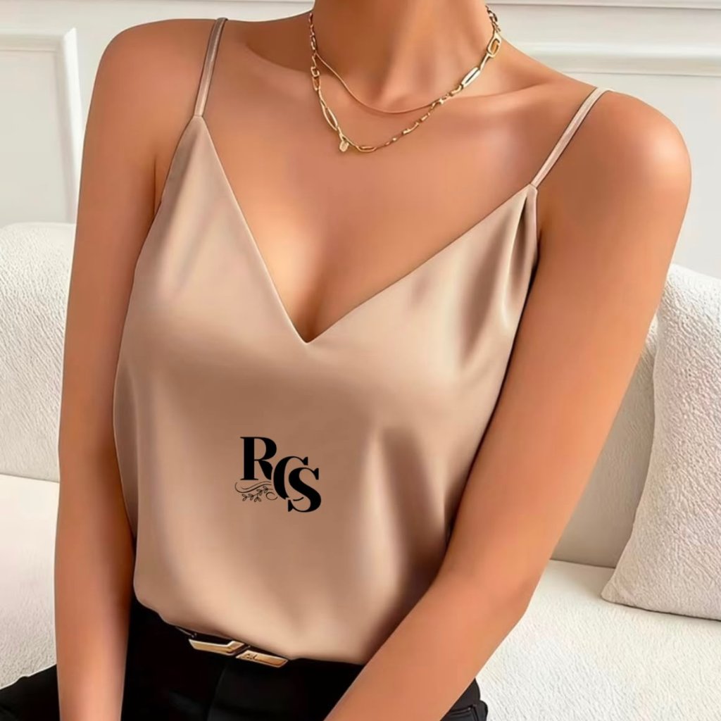 IVY เสื้อกล้าม v คอผ้าไหมซาตินโดย RCS เสื้อสตรีหรูหราเรียบง่ายเหมาะสําหรับทุกวันลําลองสตรีด้านบนมีสไ