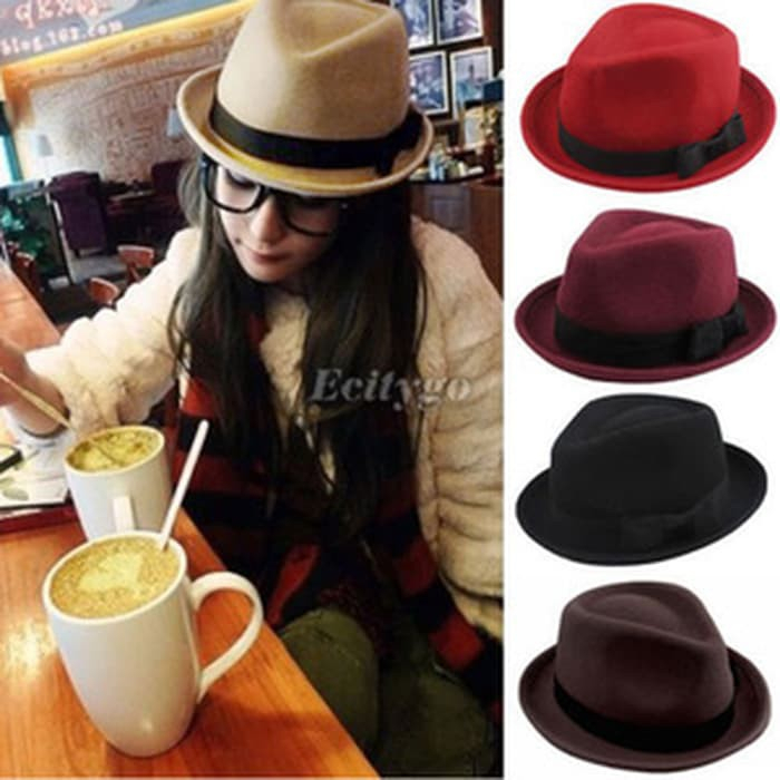 หมวก Fedora กํามะหยี่สีสันสดใสสําหรับผู้ใหญ่ทุกขนาด Fedora Laken quno