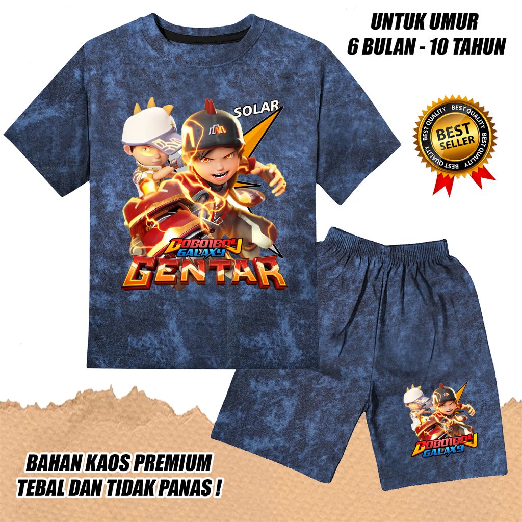 KATUN Boboiboy gangar solar ชุดเสื้อยืดเด็กชาย วัสดุผ้าฝ้ายยีนส์ 1-10 ปี