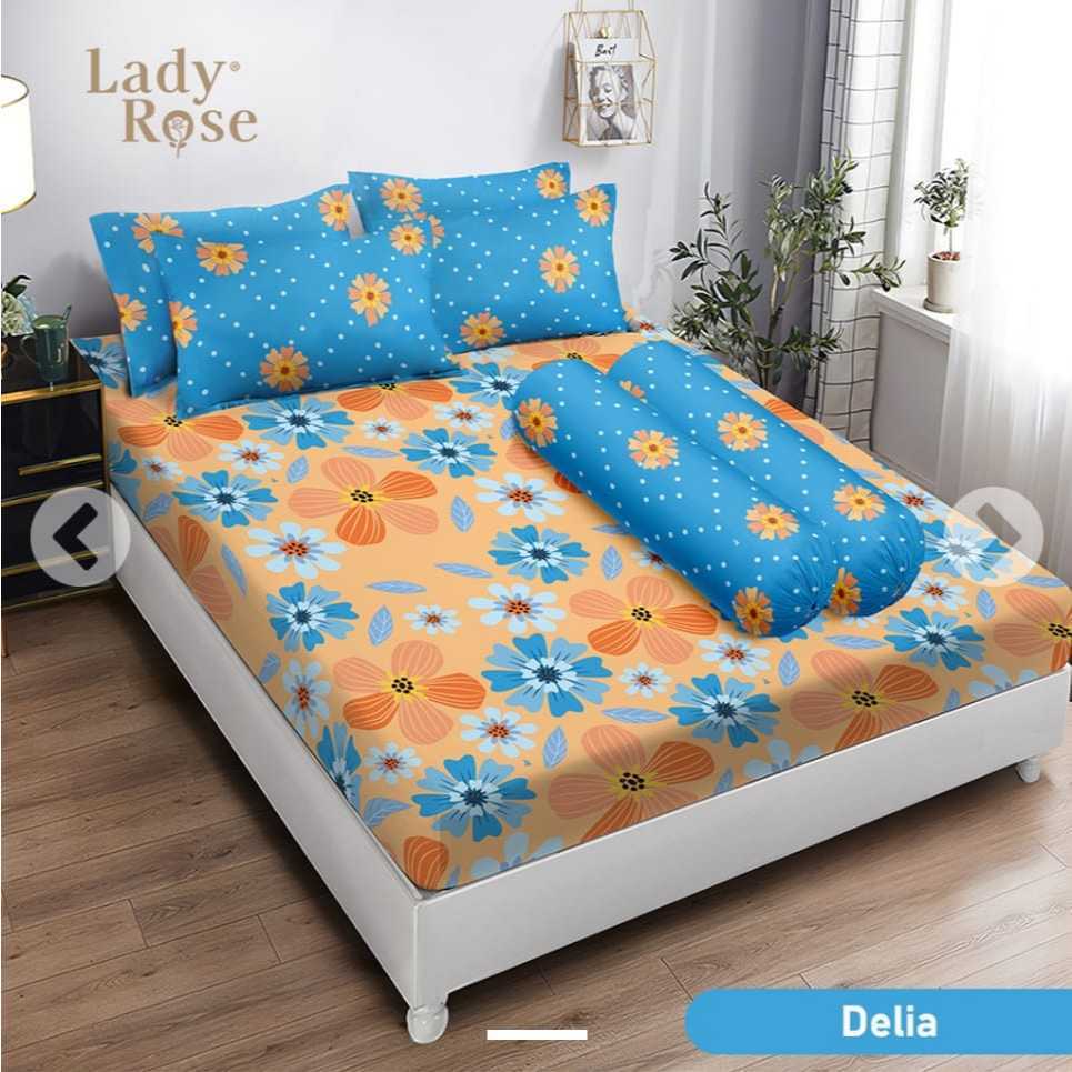 ผ้าปูที่นอน Lady Rose Queen B4 160x200 พร้อมหมอน 4 ใบ และหมอนข้าง 2 ใบ - Delia